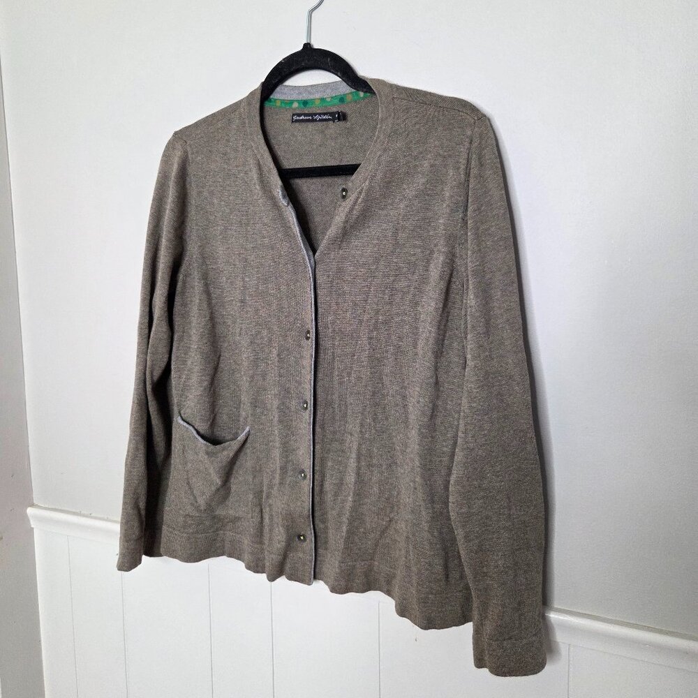 Gudrun Sjoden Solid Brown Button Down Cardigan Sw… - image 1